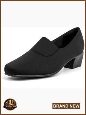 Orthopedic Pumps Low Block Heel Square Toe Stretch Dress Loafers for Bunions